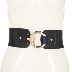 NWT Vince Camuto Collection XIIX Circle & Bar Interlocking Belt in Black/Gold